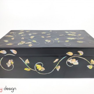 Rectangular box with  pearl  flowers 27*15 cm